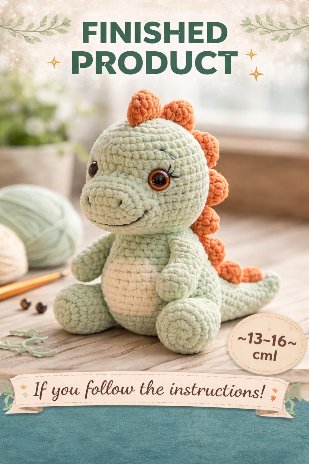 Tiny Dinosaur Amigurumi PDF, Plush Dino Tutorial, DIY Stuffed Toy Guide