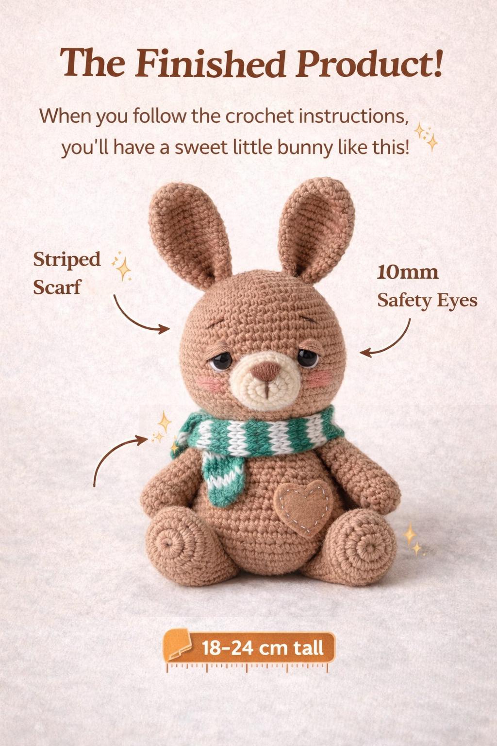 Bunny Amigurumi Pattern PDF, Crochet Rabbit Toy, Plush Animal Doll Tutorial
