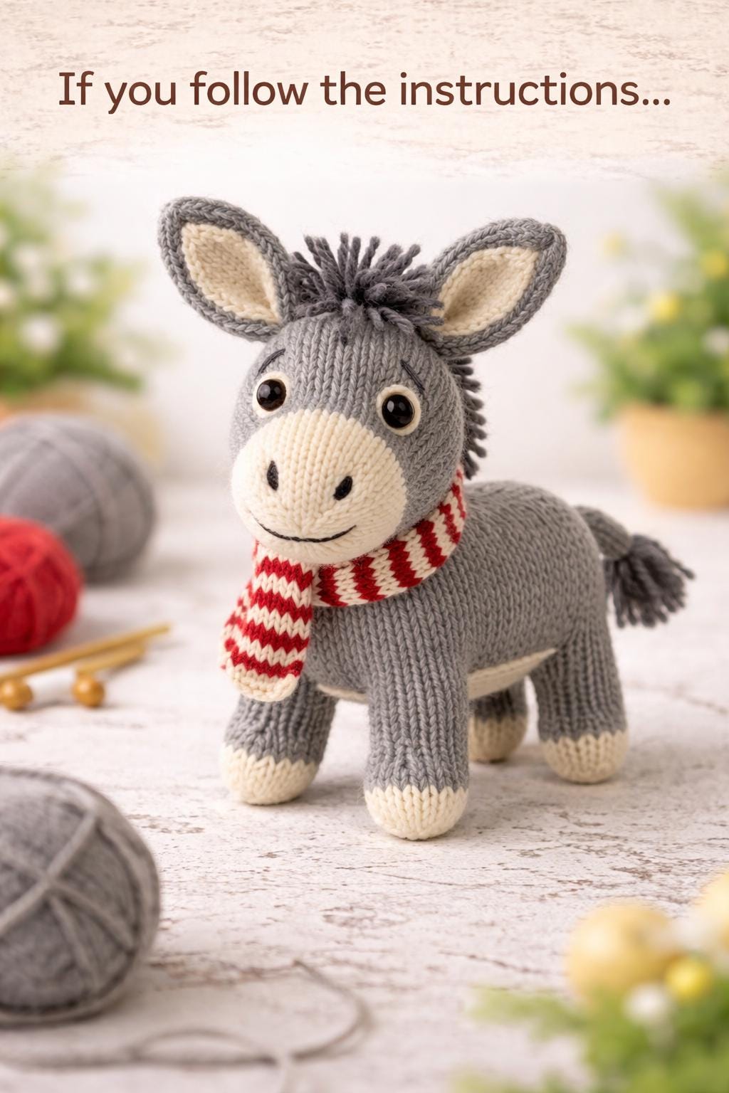 Donkey Plush Knitting Pattern, Farm Animal Toy PDF, Stuffed Donkey Tutorial