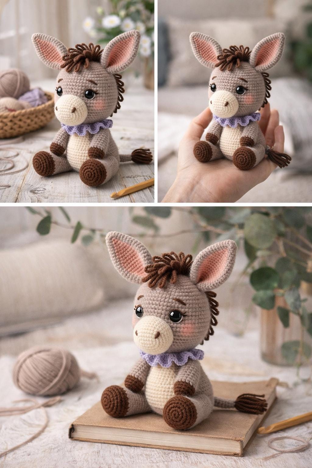 Donkey Amigurumi Crochet Pattern PDF, Farm Animal Plush Tutorial (Digital Download)