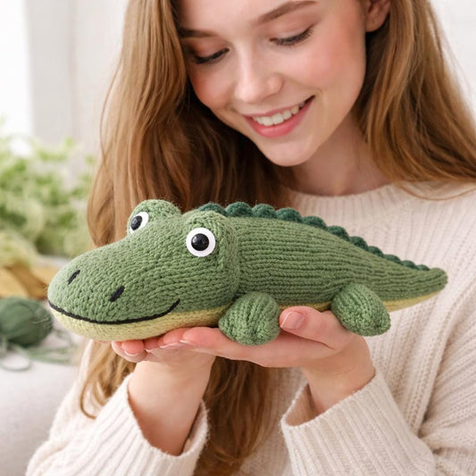 Knitted Crocodile Plush Pattern, Toy Knitting PDF, Animal Softie Tutorial