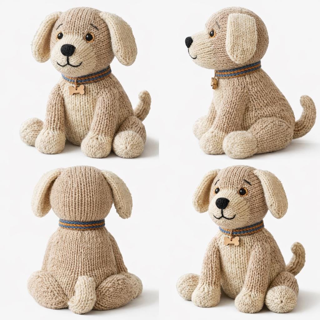 Knitted Dog Plushie Pattern PDF, Puppy Toy Knitting Tutorial, Intermediate Stuffed Animal Softie