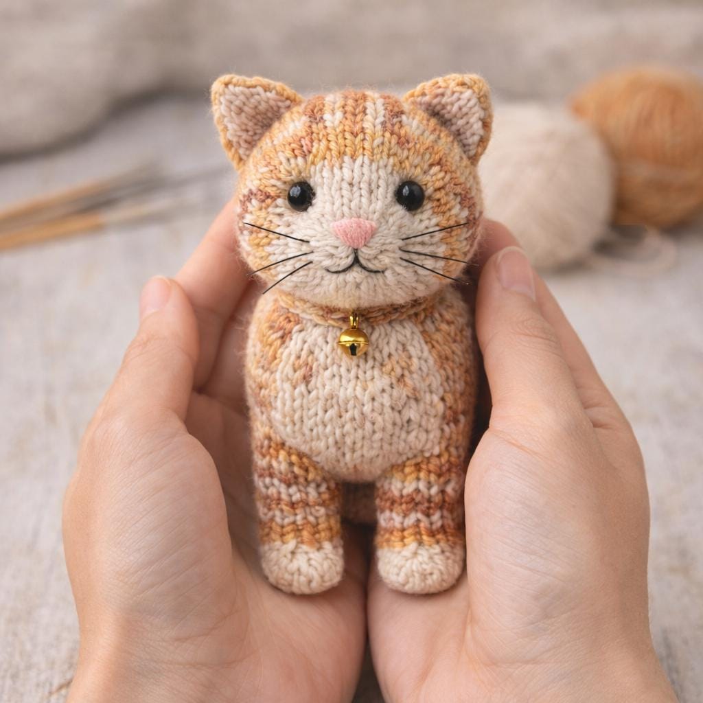 Knitted Tabby Cat Doll Pattern PDF – Realistic Cat Toy Knit Amigurumi