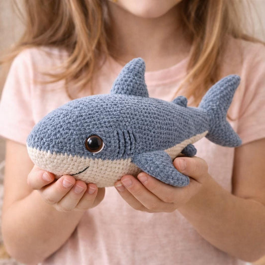 Shark Amigurumi Crochet Pattern PDF, Plush Sea Animal Toy Tutorial