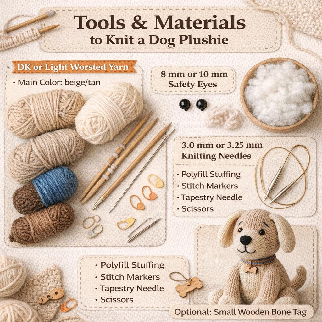 Knitted Dog Plushie Pattern PDF, Puppy Toy Knitting Tutorial, Intermediate Stuffed Animal Softie