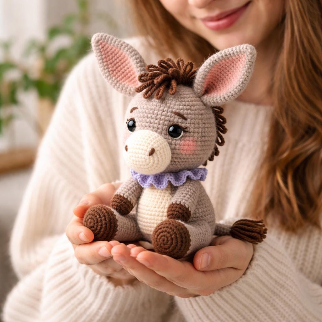 Donkey Amigurumi Crochet Pattern PDF, Farm Animal Plush Tutorial (Digital Download)