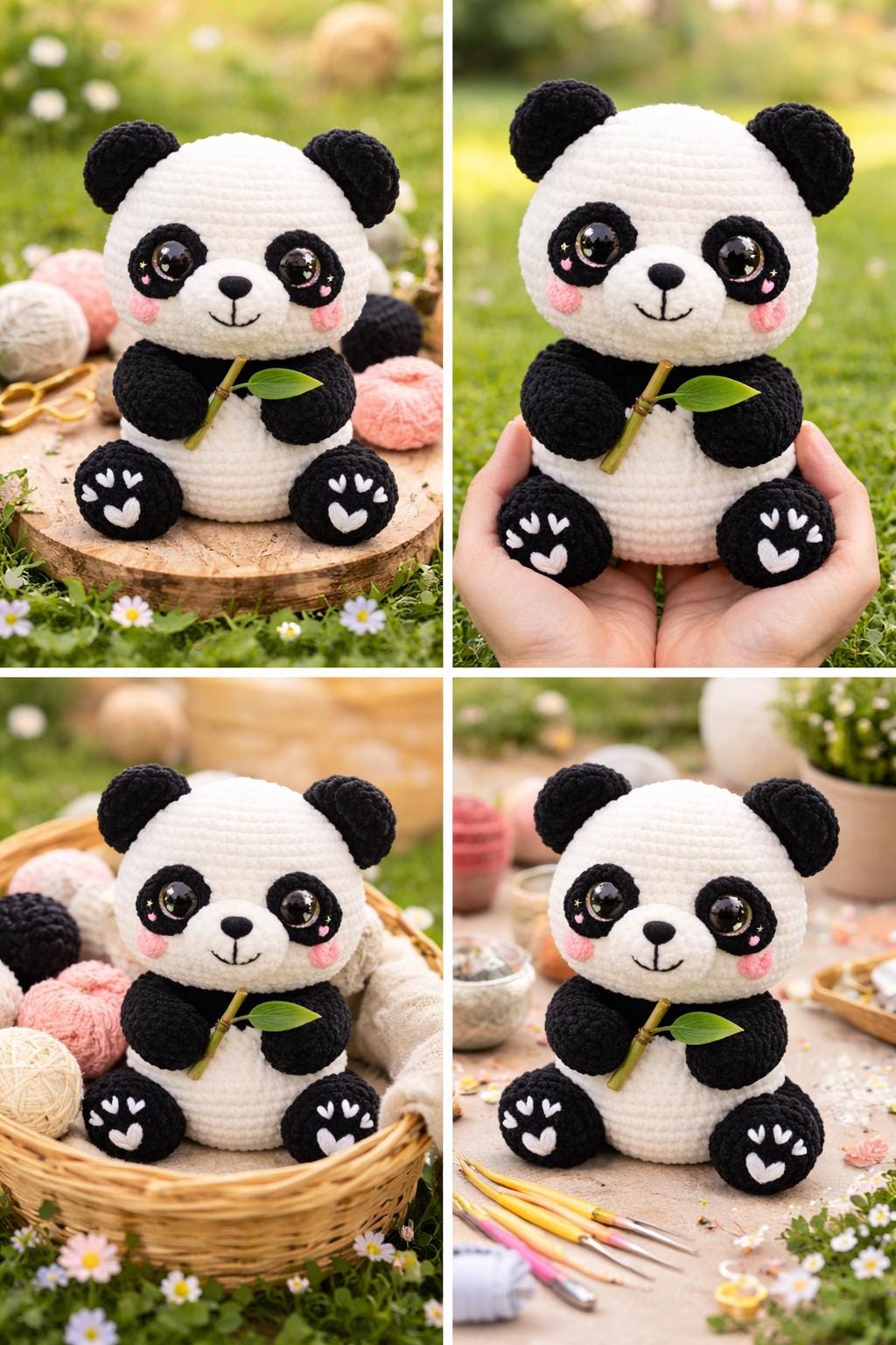 Panda Amigurumi Crochet Pattern PDF, Kawaii Plush Toy Tutorial