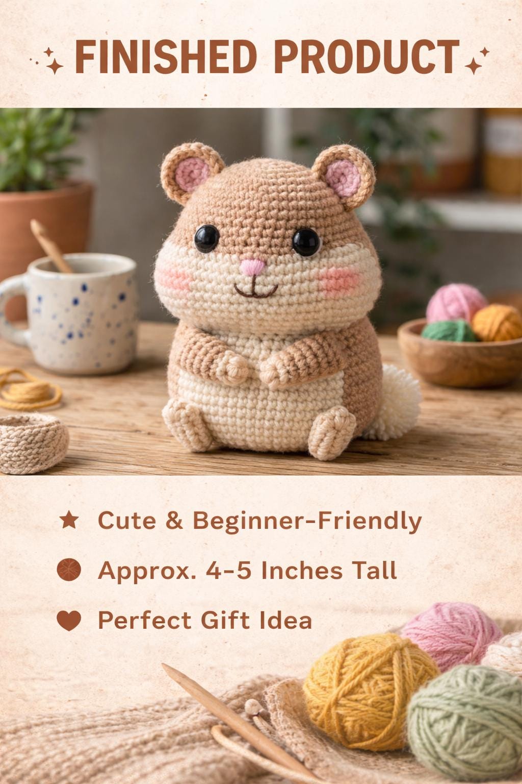 Amigurumi Hamster Crochet Pattern, Beginner Friendly Plush Toy (PDF Download)
