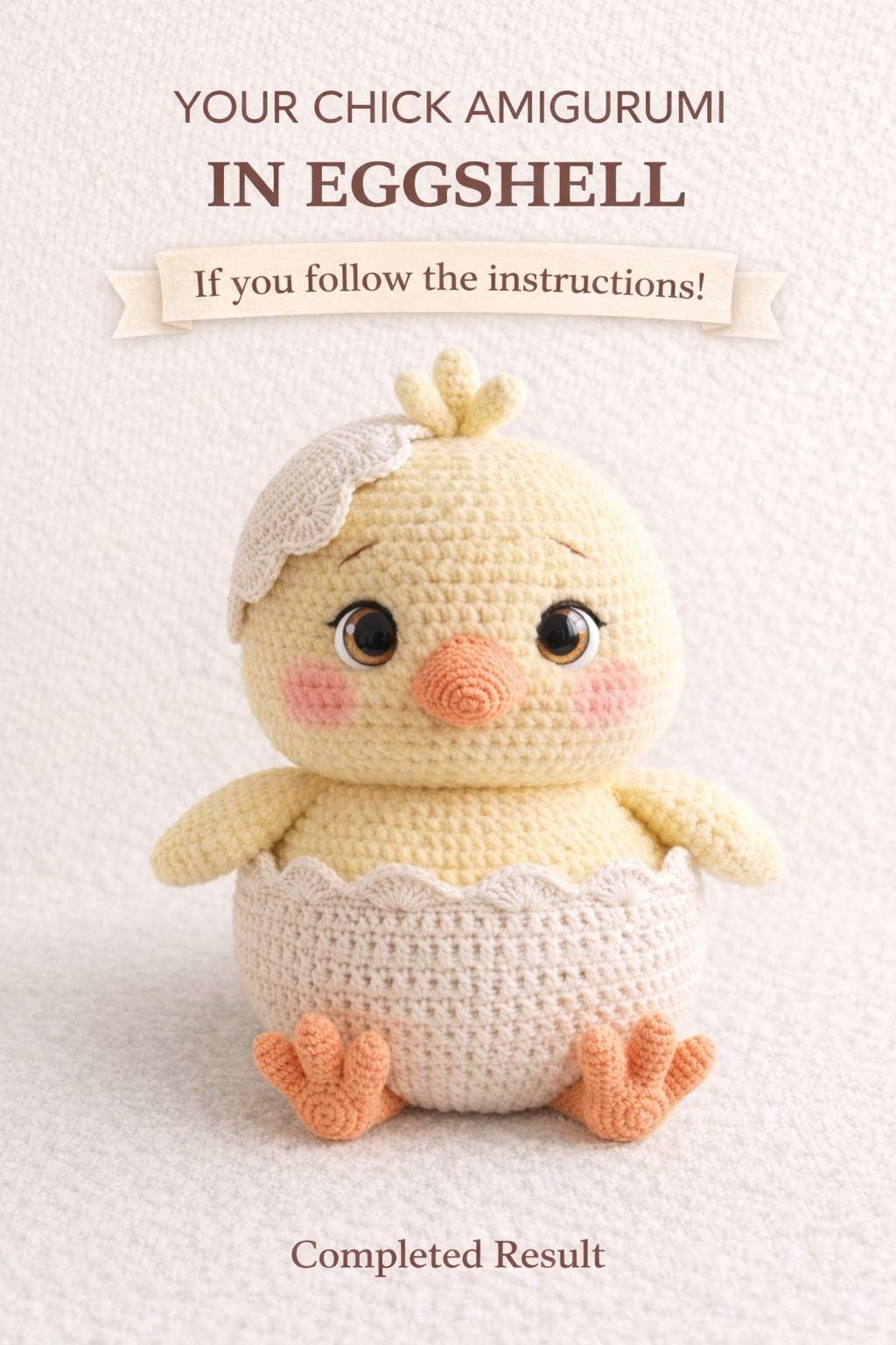 Amigurumi Chick in Eggshell Crochet Pattern PDF, Easter Baby Bird Plush Tutorial