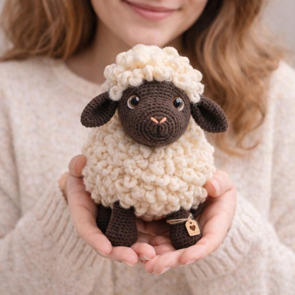 Sheep Amigurumi Crochet Pattern PDF, Fluffy Lamb Plush Tutorial
