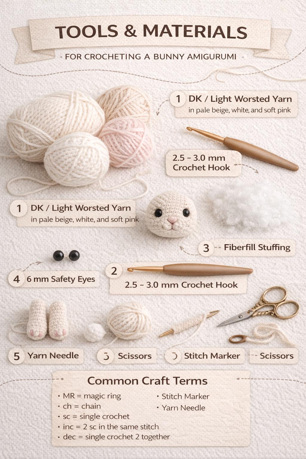 Bunny Amigurumi Crochet Pattern PDF, Beginner Rabbit Plush Tutorial, Digital Download
