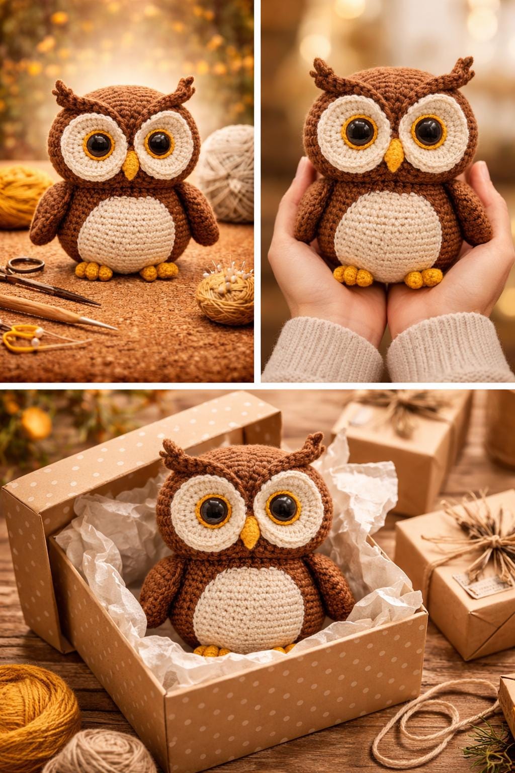 Owl Amigurumi Crochet Pattern PDF, Woodland Owl Plush Tutorial, Digital Download