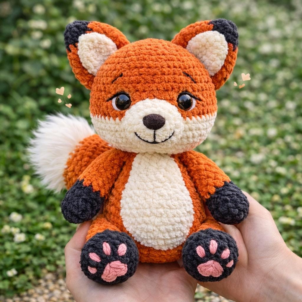 Chunky Fox Amigurumi Pattern PDF, Plush Woodland Animal Toy Tutorial