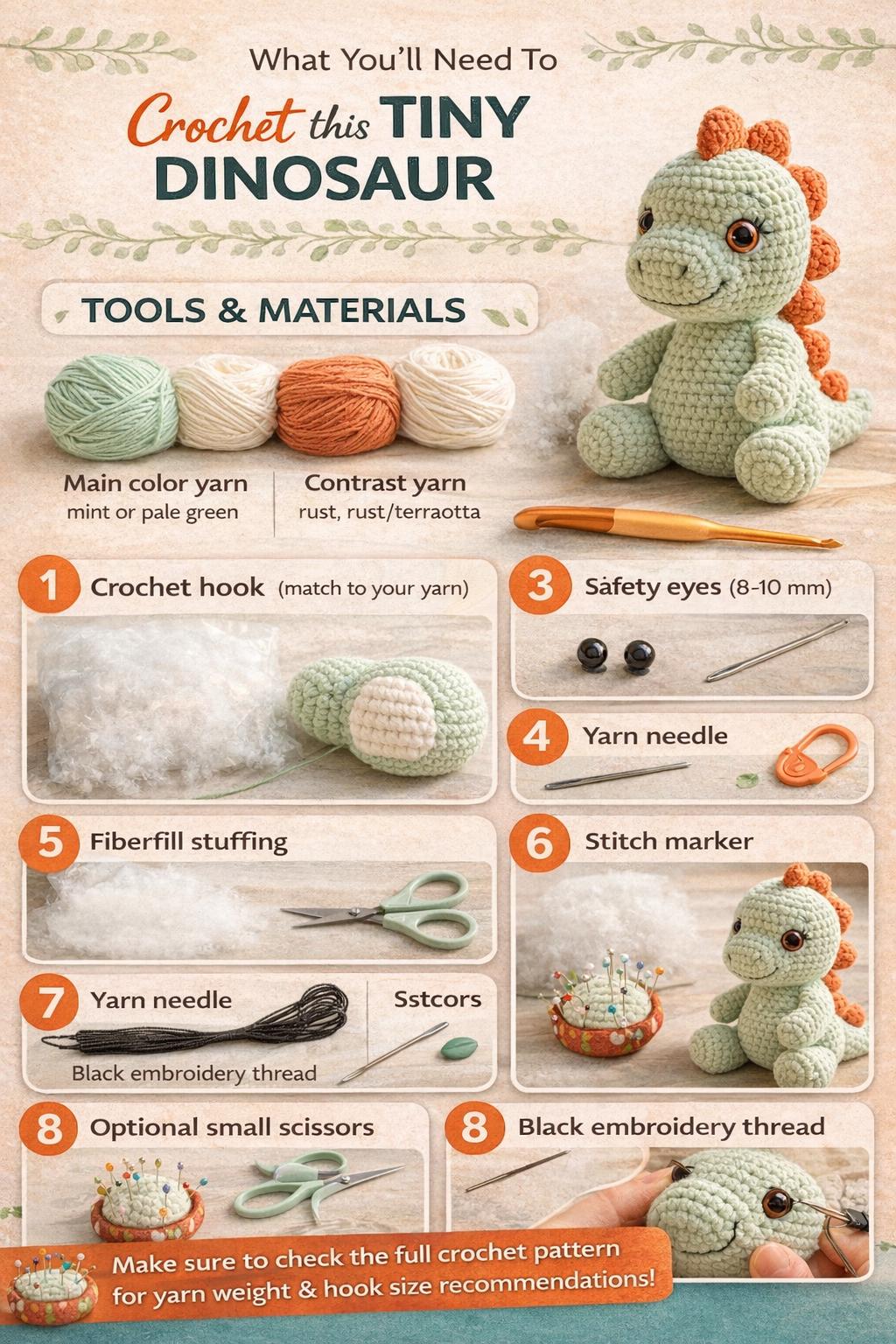 Tiny Dinosaur Amigurumi PDF, Plush Dino Tutorial, DIY Stuffed Toy Guide