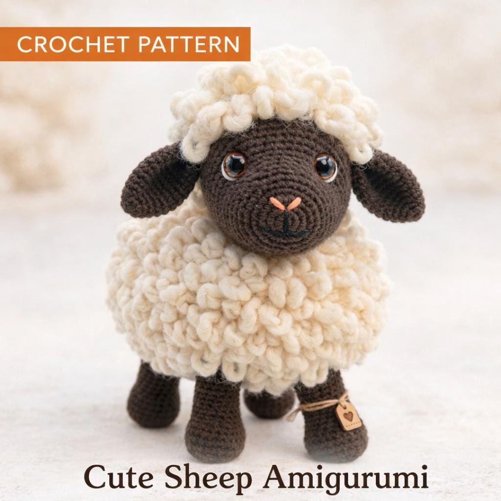 Sheep Amigurumi Crochet Pattern PDF, Fluffy Lamb Plush Tutorial
