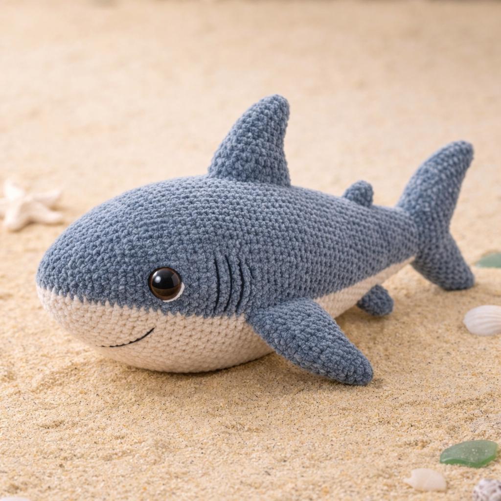 Shark Amigurumi Crochet Pattern PDF, Plush Sea Animal Toy Tutorial
