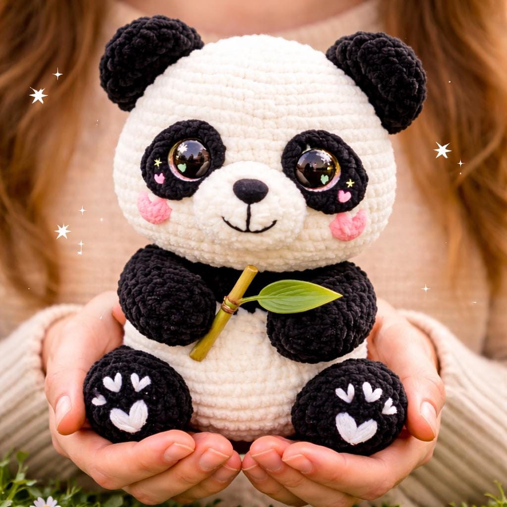 Panda Amigurumi Crochet Pattern PDF, Kawaii Plush Toy Tutorial
