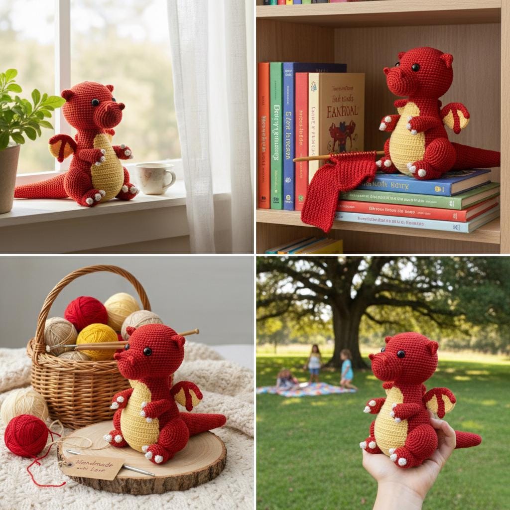 Dragon Amigurumi Crochet Pattern PDF – Fantasy Plush Toy Tutorial with Step-by-Step Instructions