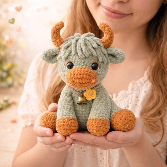Highland Cow Crochet Pattern PDF, Amigurumi Plush Tutorial
