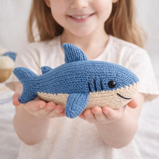 Knitted Shark Plush Pattern PDF, Ocean Toy Knitting Tutorial