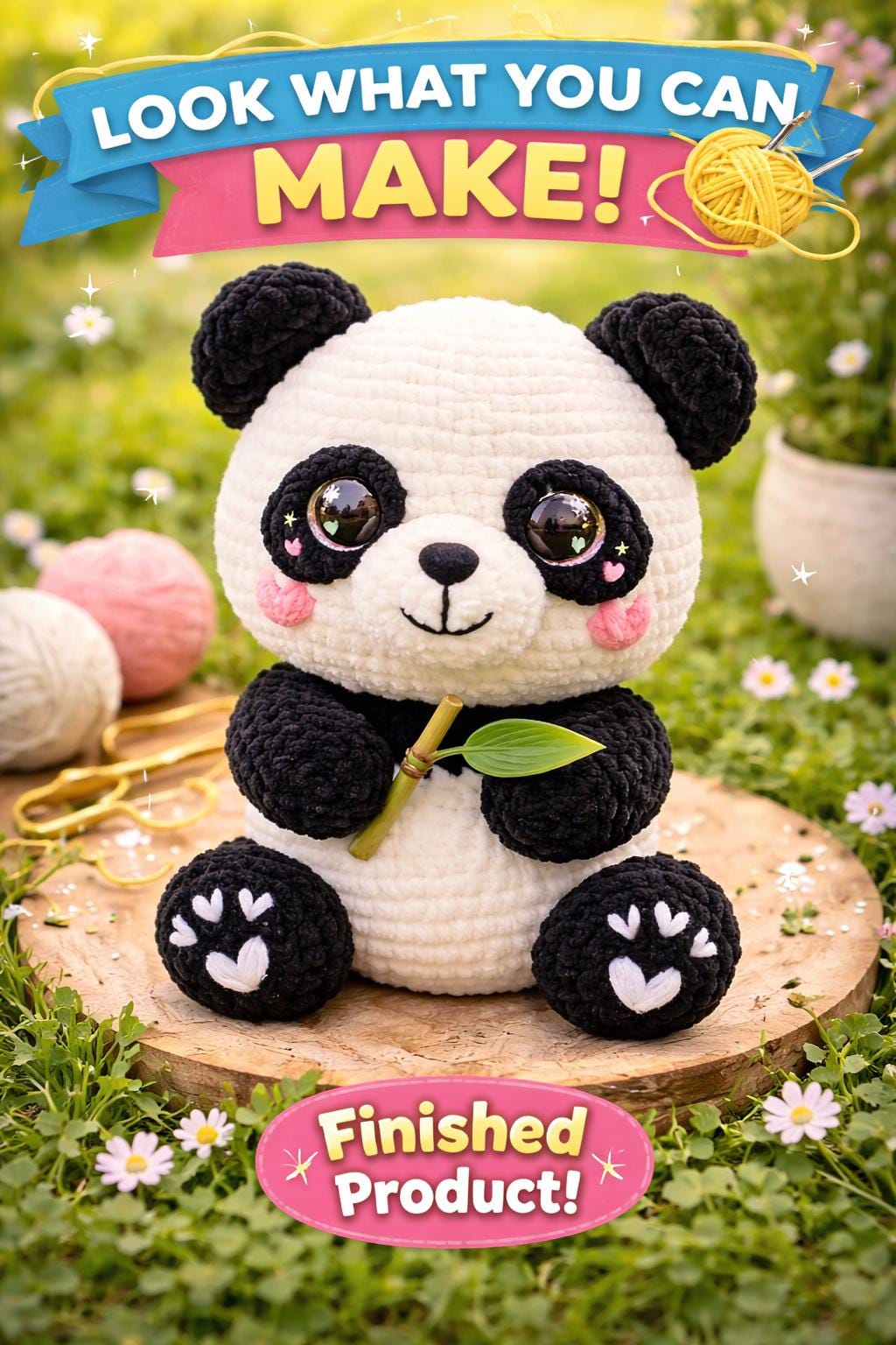 Panda Amigurumi Crochet Pattern PDF, Kawaii Plush Toy Tutorial