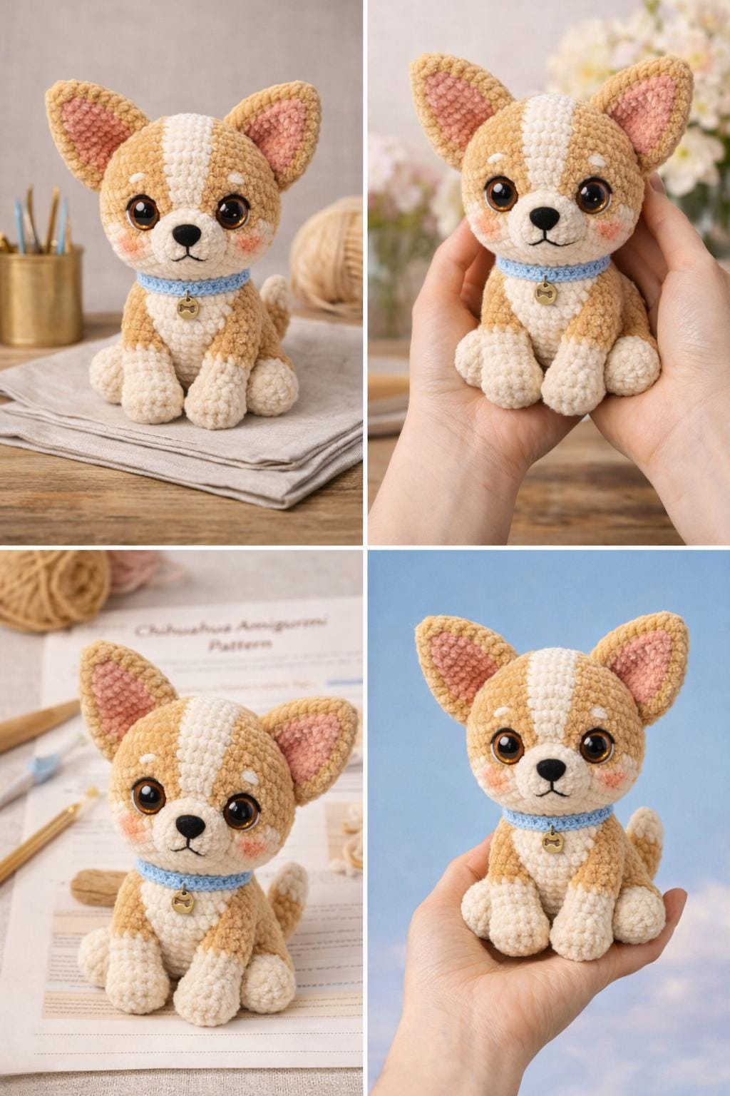 Chihuahua Amigurumi Crochet Pattern PDF, Plush Puppy Toy Tutorial, DIY Dog Doll Guide