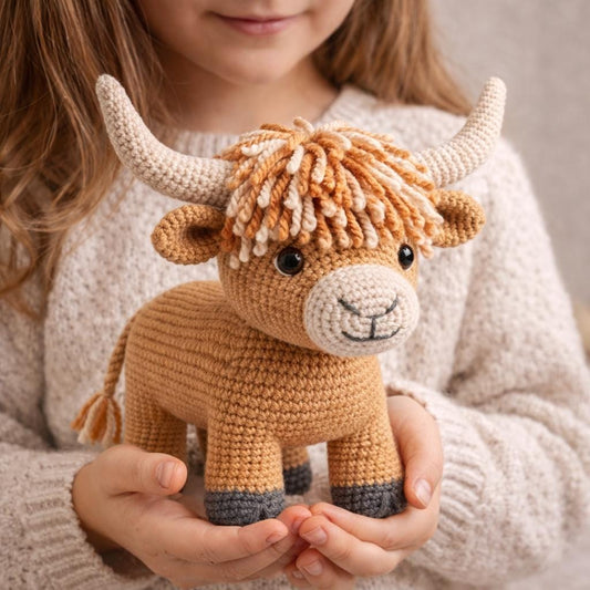 Highland Cow Crochet Pattern PDF, Amigurumi Cow Plush Tutorial, Digital Download
