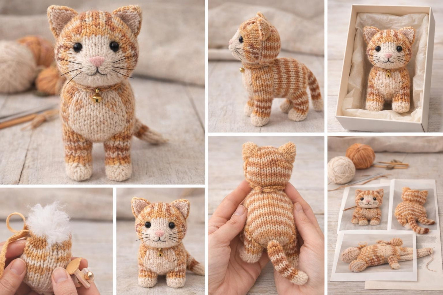 Knitted Tabby Cat Doll Pattern PDF – Realistic Cat Toy Knit Amigurumi