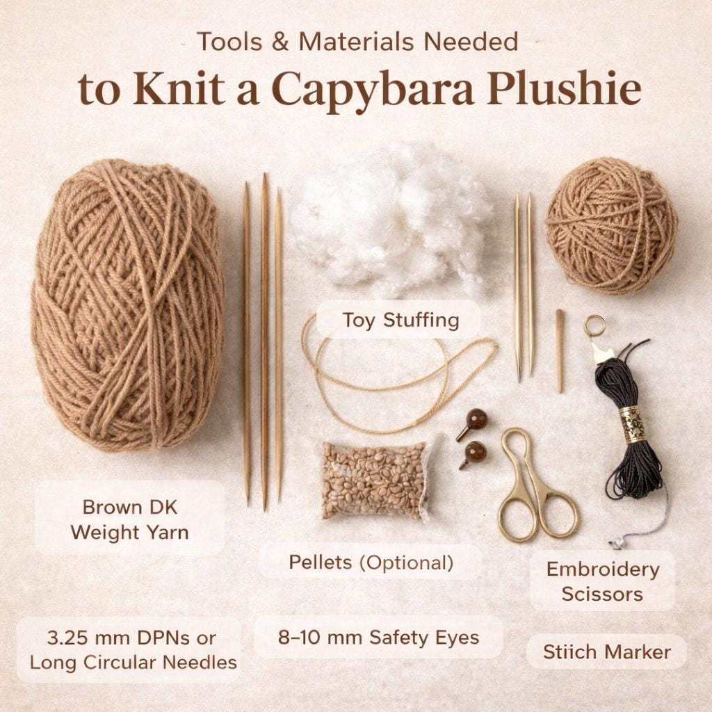 Knitted Capybara Plushie PDF Tutorial, Toy Knitting Guide, Animal Softie