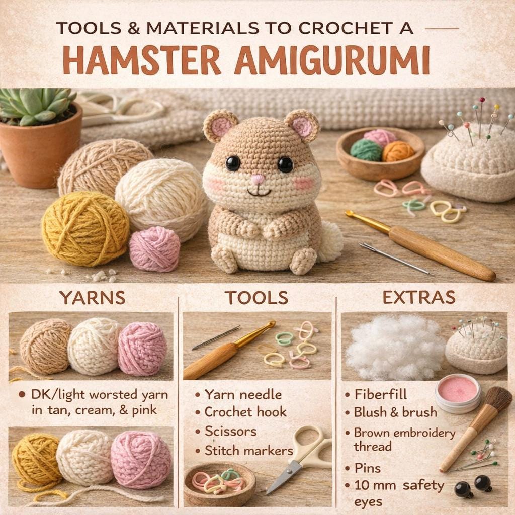 Amigurumi Hamster Crochet Pattern, Beginner Friendly Plush Toy (PDF Download)