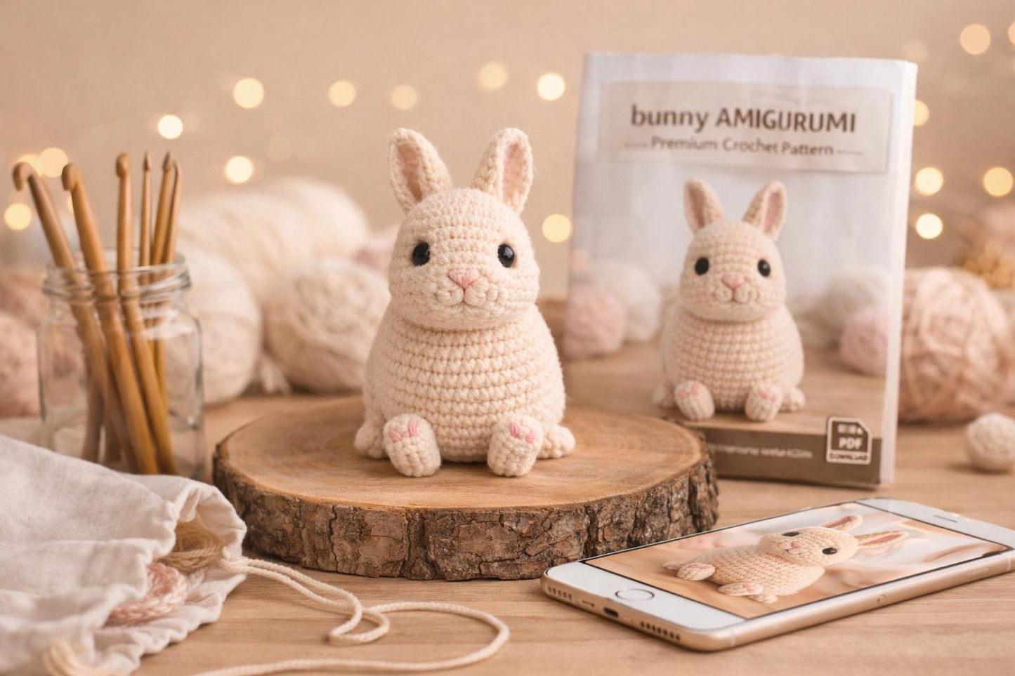 Bunny Amigurumi Crochet Pattern PDF, Beginner Rabbit Plush Tutorial, Digital Download