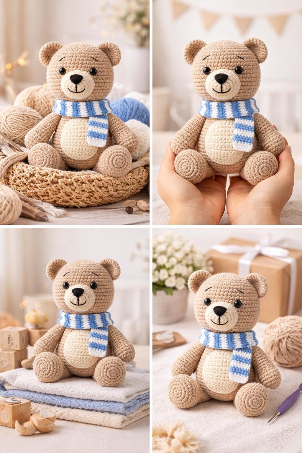 Teddy Bear Crochet Pattern PDF With Scarf | DIY Plush Toy | Instant Download