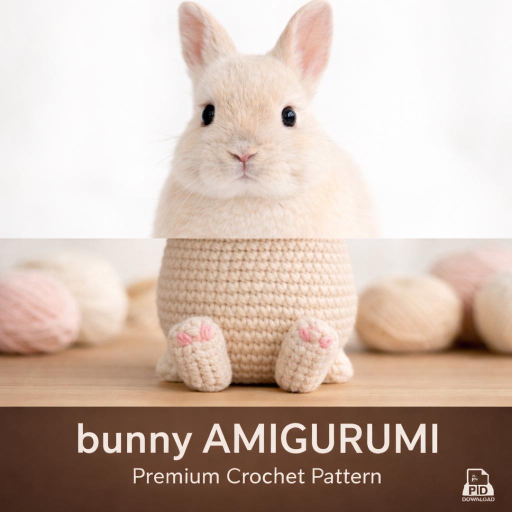 Bunny Amigurumi Crochet Pattern PDF, Beginner Rabbit Plush Tutorial, Digital Download