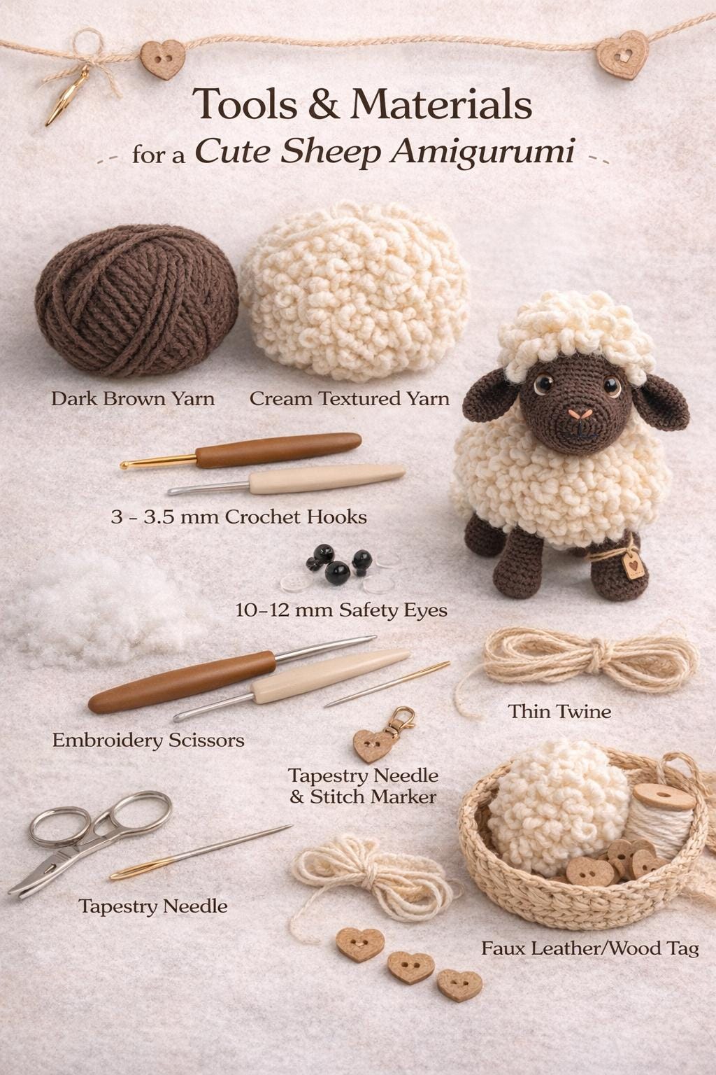 Sheep Amigurumi Crochet Pattern PDF, Fluffy Lamb Plush Tutorial
