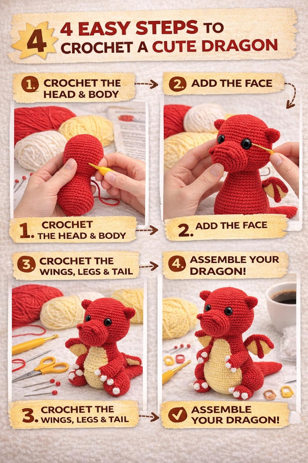 Dragon Amigurumi Crochet Pattern PDF – Fantasy Plush Toy Tutorial with Step-by-Step Instructions