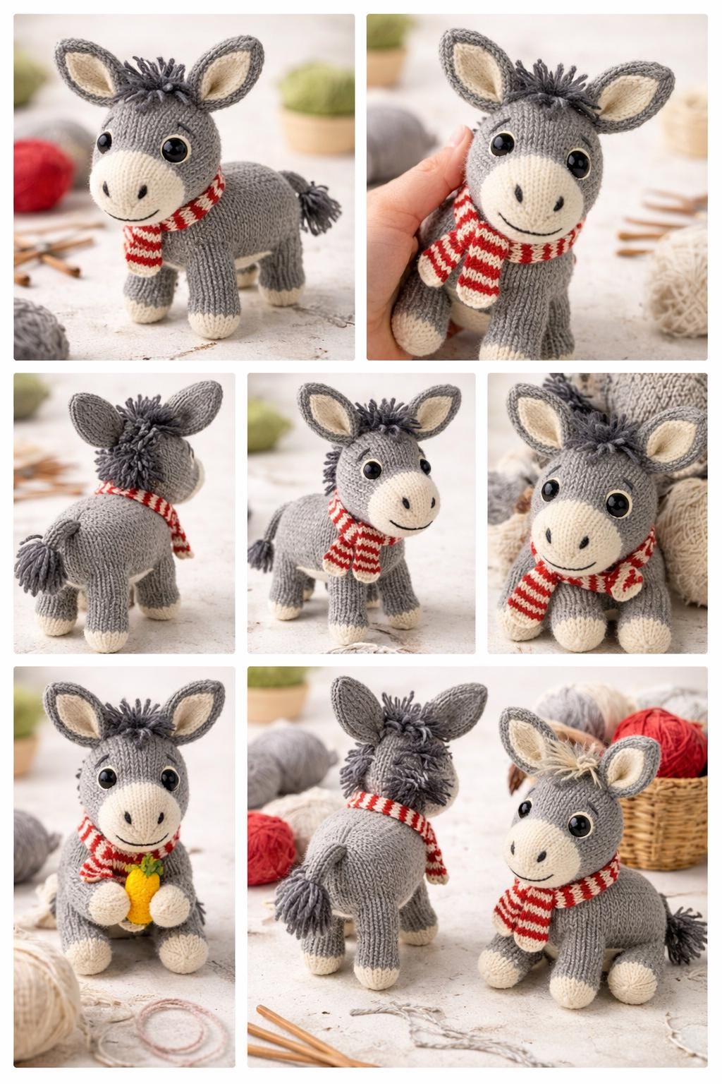 Donkey Plush Knitting Pattern, Farm Animal Toy PDF, Stuffed Donkey Tutorial