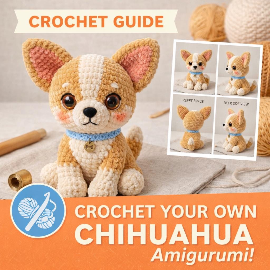 Chihuahua Amigurumi Crochet Pattern PDF, Plush Puppy Toy Tutorial, DIY Dog Doll Guide