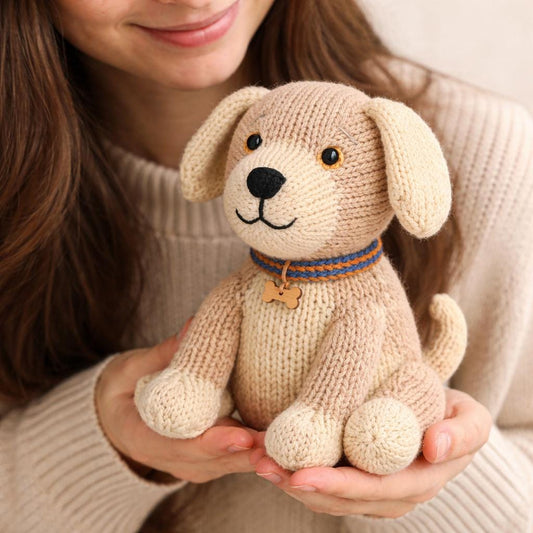 Knitted Dog Plushie Pattern PDF, Puppy Toy Knitting Tutorial, Intermediate Stuffed Animal Softie