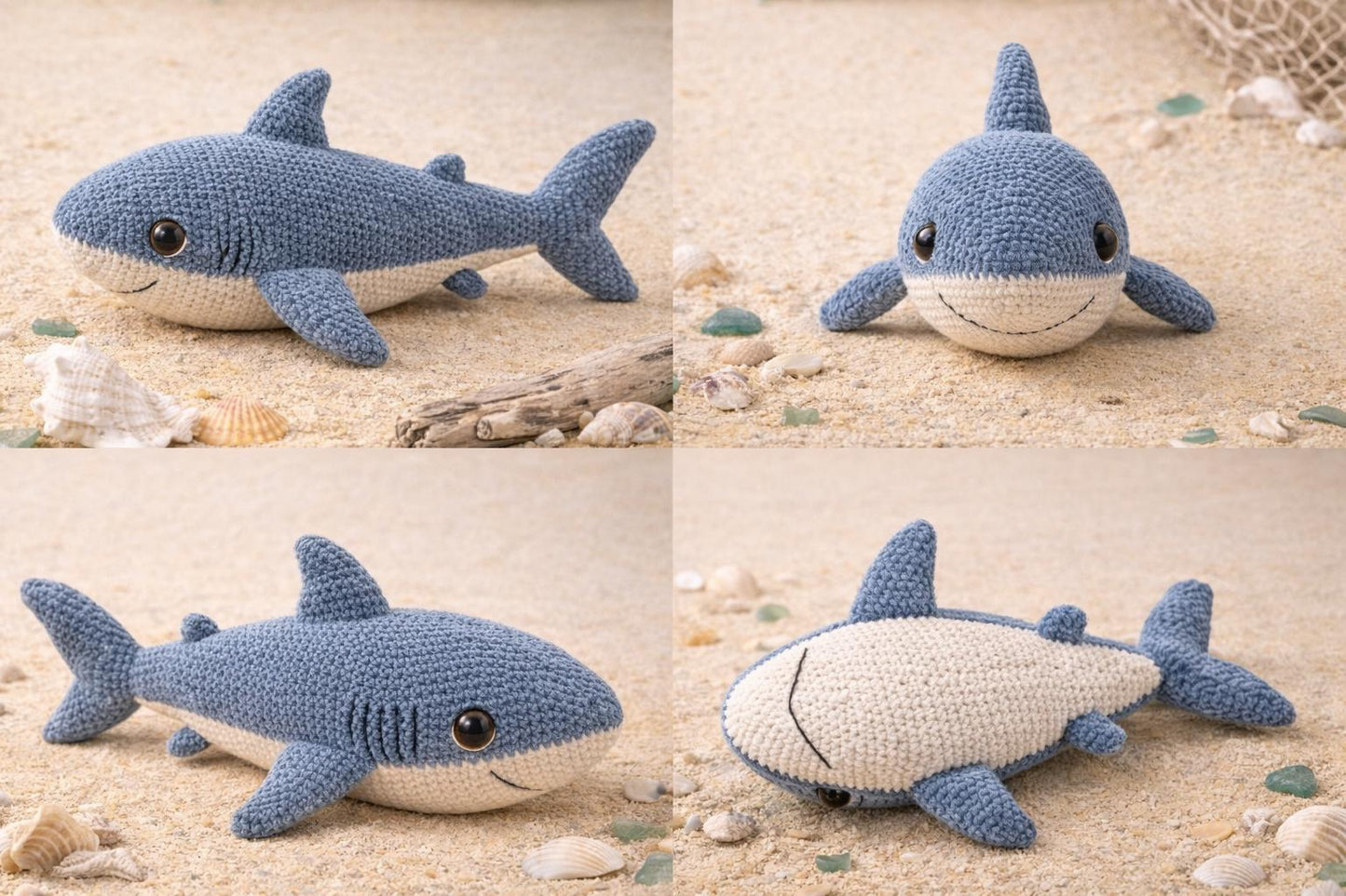 Shark Amigurumi Crochet Pattern PDF, Plush Sea Animal Toy Tutorial