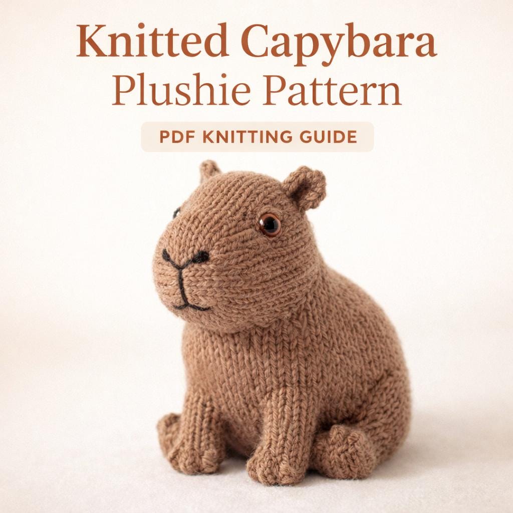 Knitted Capybara Plushie PDF Tutorial, Toy Knitting Guide, Animal Softie