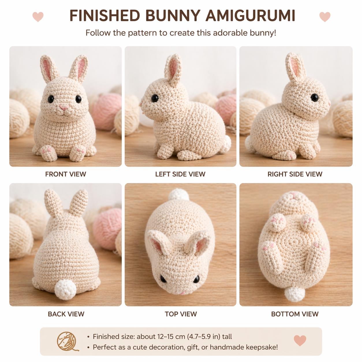Bunny Amigurumi Crochet Pattern PDF, Beginner Rabbit Plush Tutorial, Digital Download