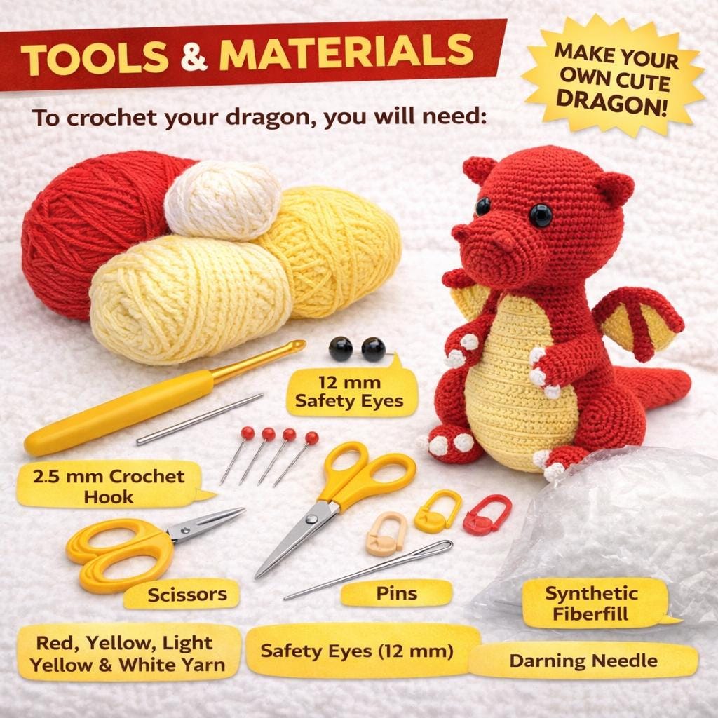 Dragon Amigurumi Crochet Pattern PDF – Fantasy Plush Toy Tutorial with Step-by-Step Instructions