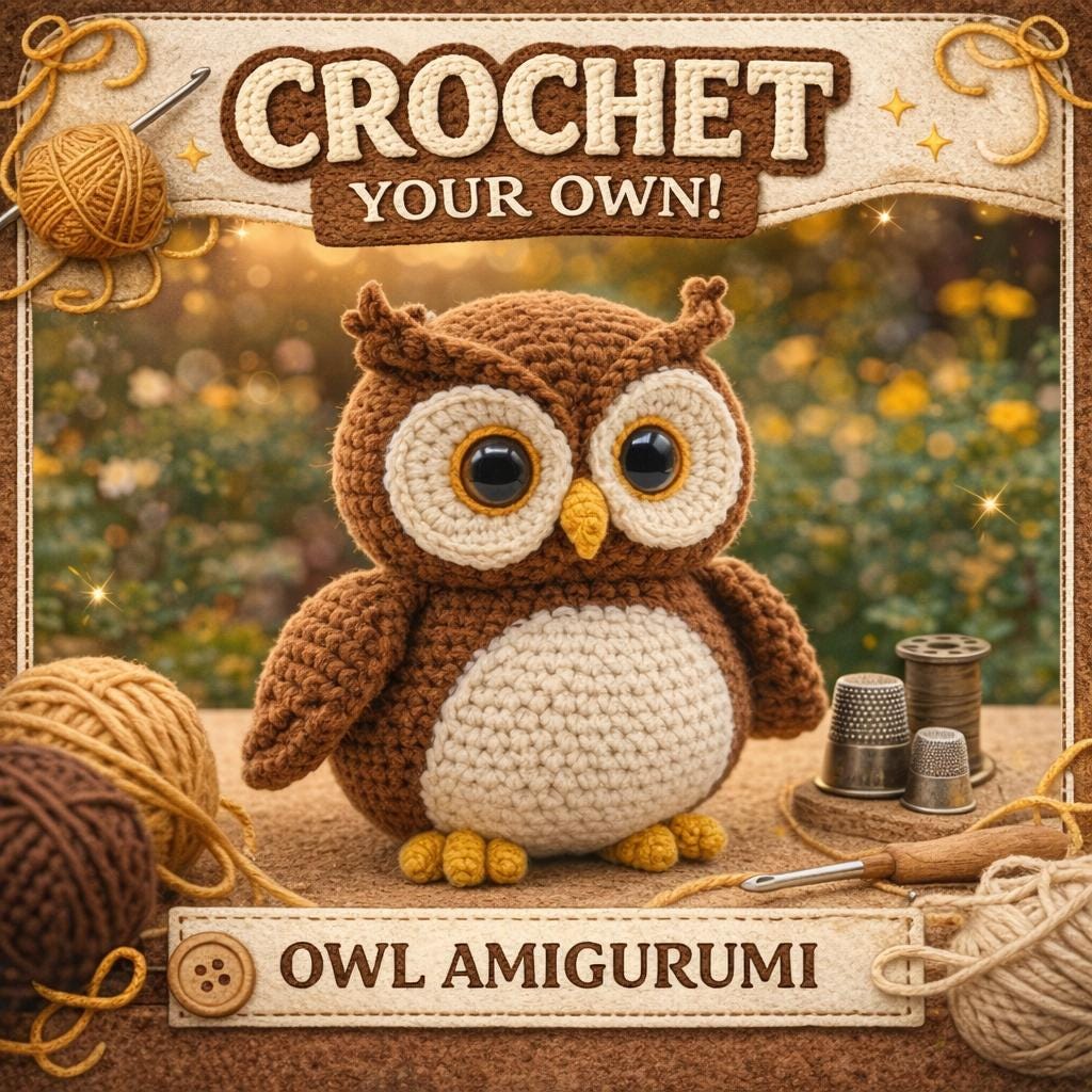 Owl Amigurumi Crochet Pattern PDF, Woodland Owl Plush Tutorial, Digital Download