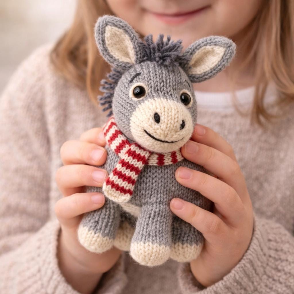Donkey Plush Knitting Pattern, Farm Animal Toy PDF, Stuffed Donkey Tutorial