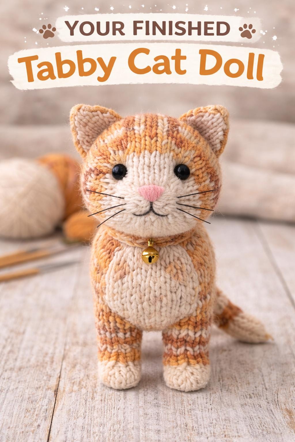 Knitted Tabby Cat Doll Pattern PDF – Realistic Cat Toy Knit Amigurumi