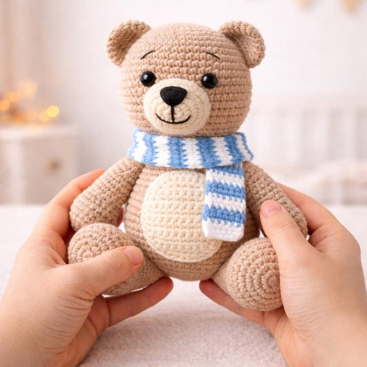 Teddy Bear Crochet Pattern PDF With Scarf | DIY Plush Toy | Instant Download
