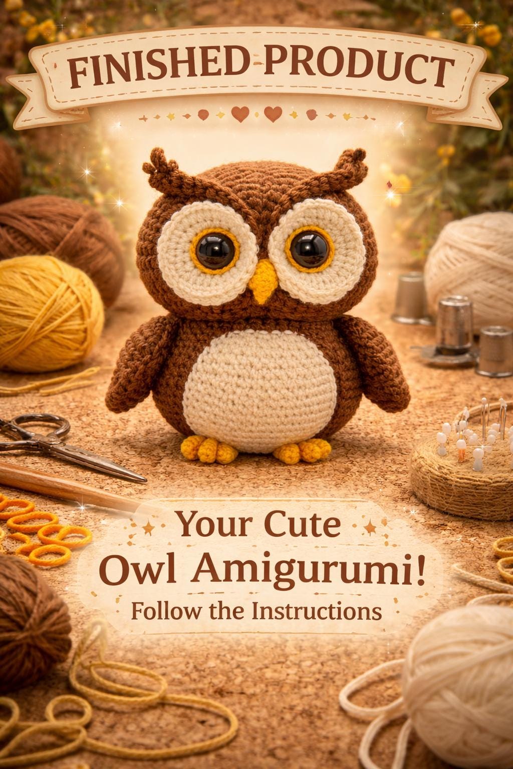 Owl Amigurumi Crochet Pattern PDF, Woodland Owl Plush Tutorial, Digital Download