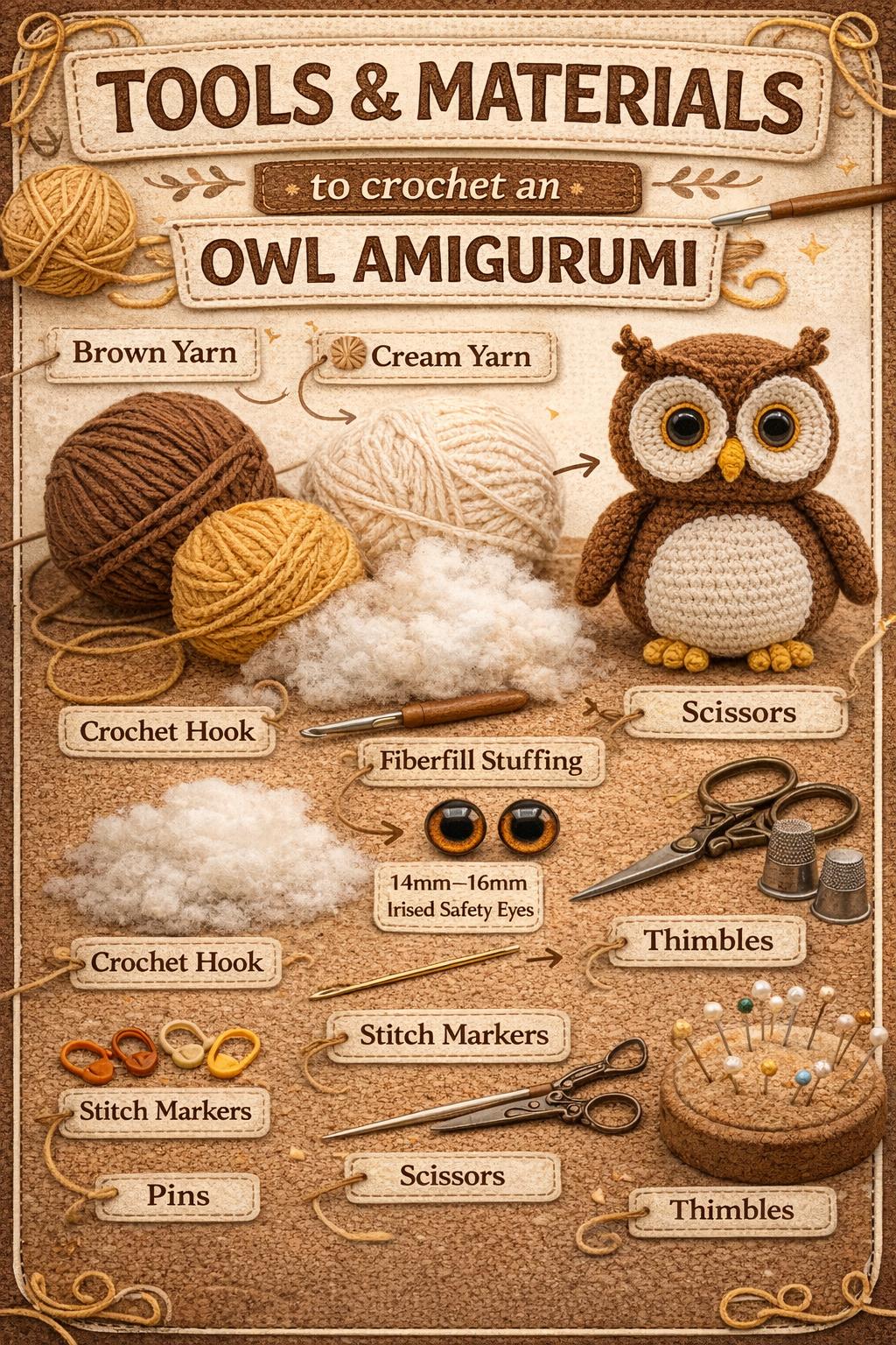Owl Amigurumi Crochet Pattern PDF, Woodland Owl Plush Tutorial, Digital Download