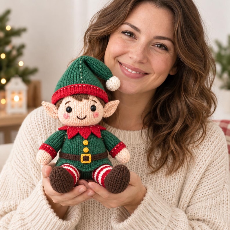 Noel Christmas elf plush knitting pattern PDF