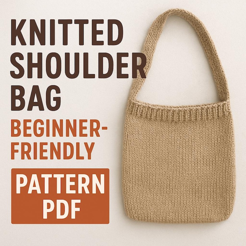 Vintage knitted shoulder bag and tote knitting pattern PDF